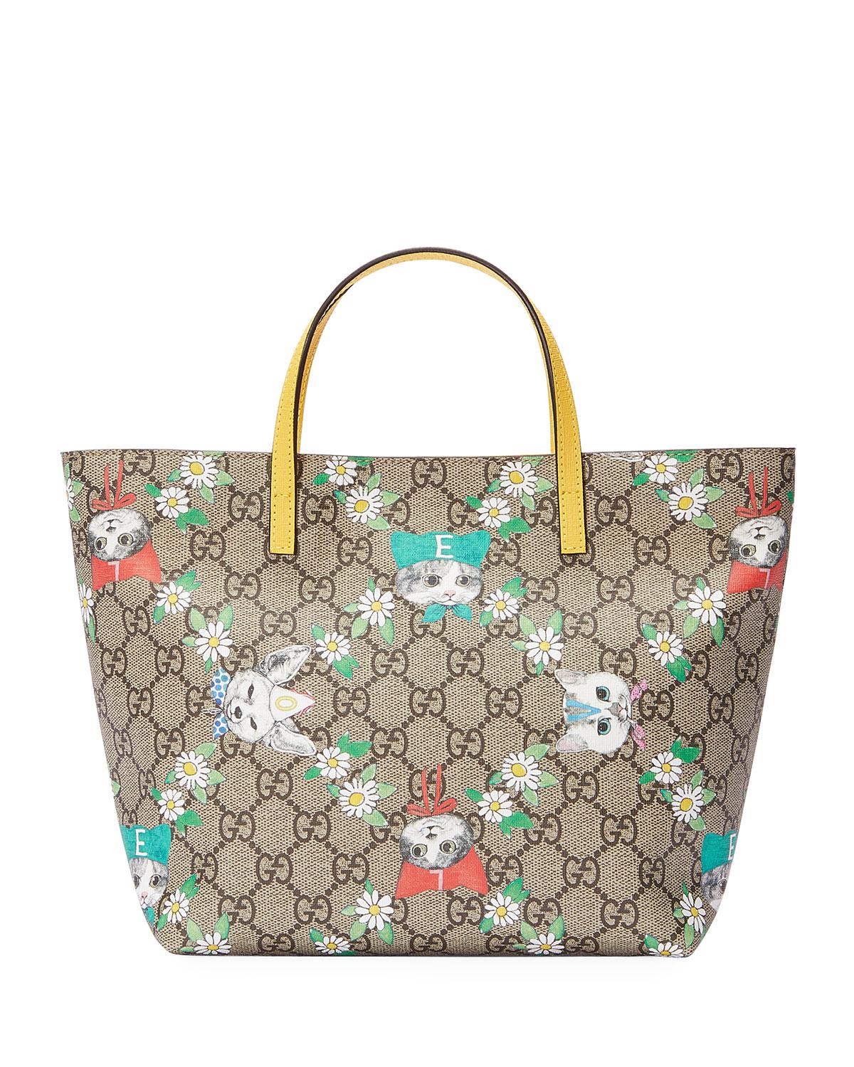 Gucci Leather Girls&#39; Gg Supreme Pets Tote Bag in Beige (Natural) - Lyst