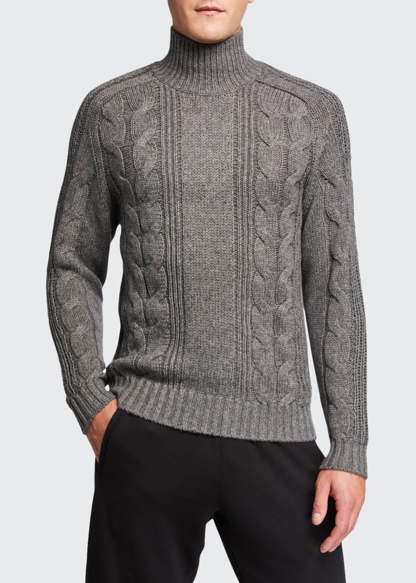Vince Wool Men's Solid Cable-knit Turtleneck Sweater in Gray for Men - Lyst