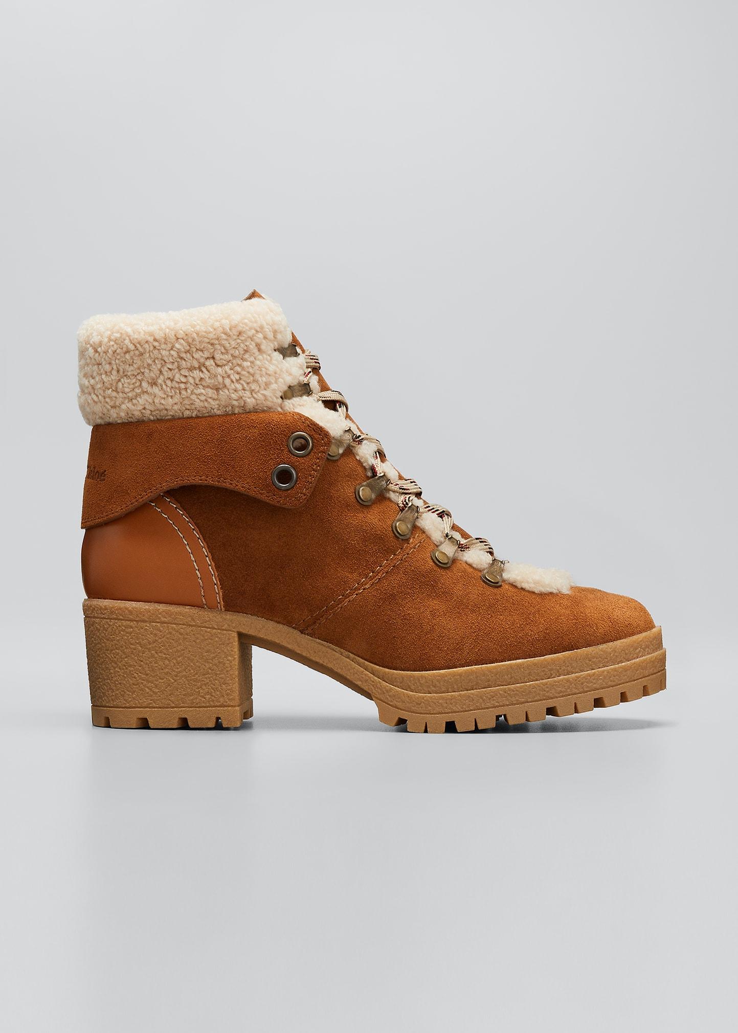 see by chloe eileen flat shearling hiker boots