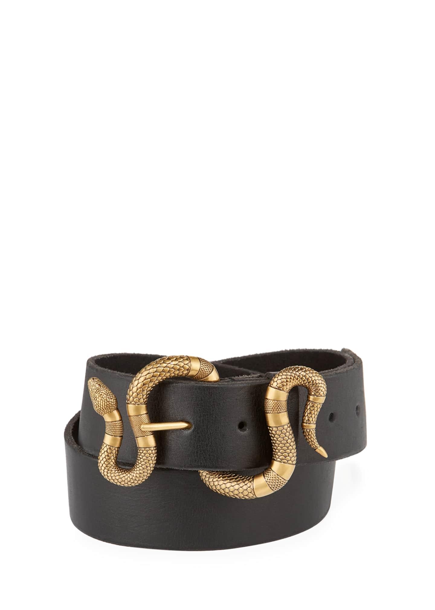 Gucci Leather Belt With Snake Buckle in Black for Men | Lyst