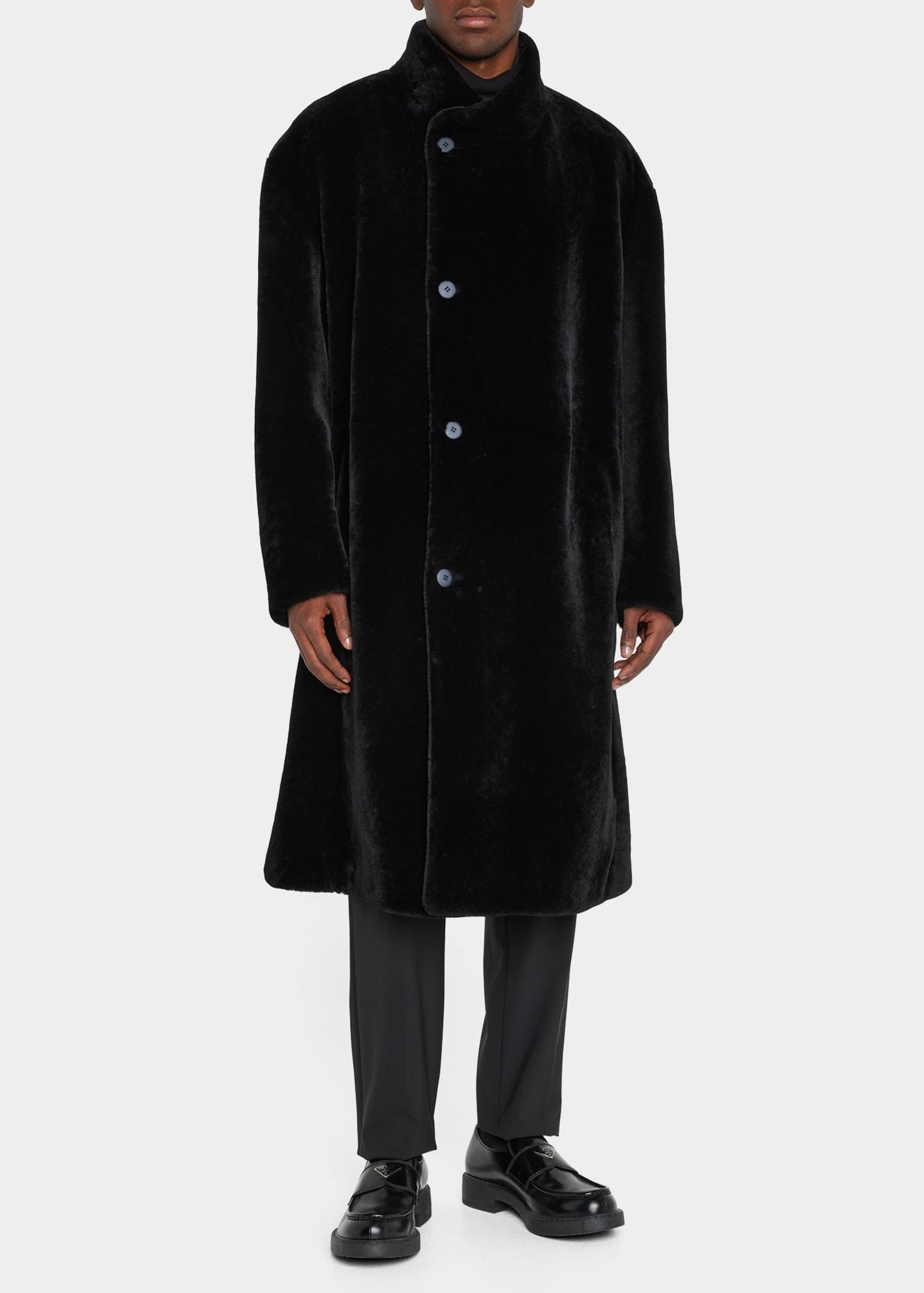Giorgio Armani Lamb Shearling Fur Car Coat in Black for Men | Lyst