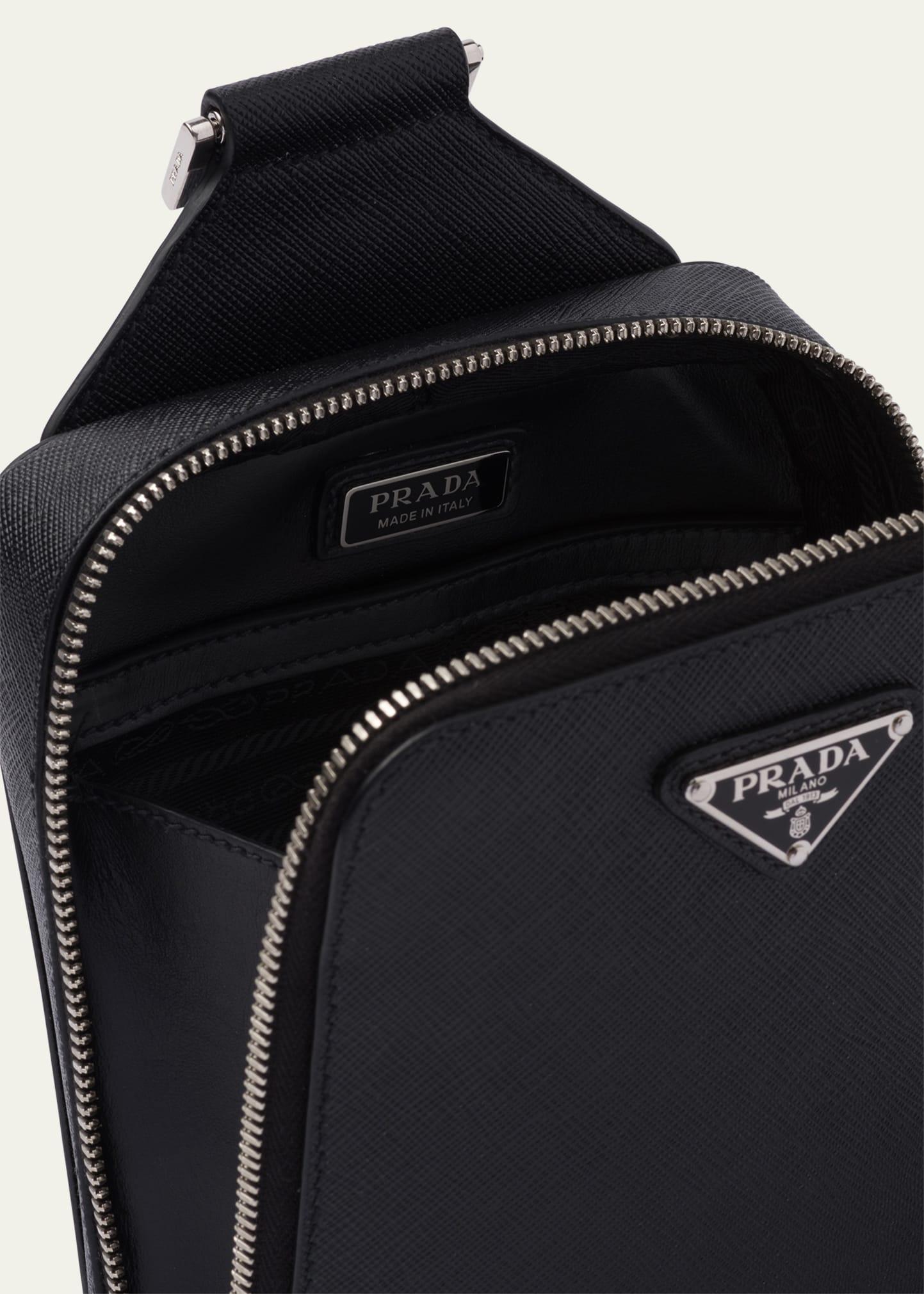 Prada Saffiano Leather Sling Backpack in Black for Men Lyst