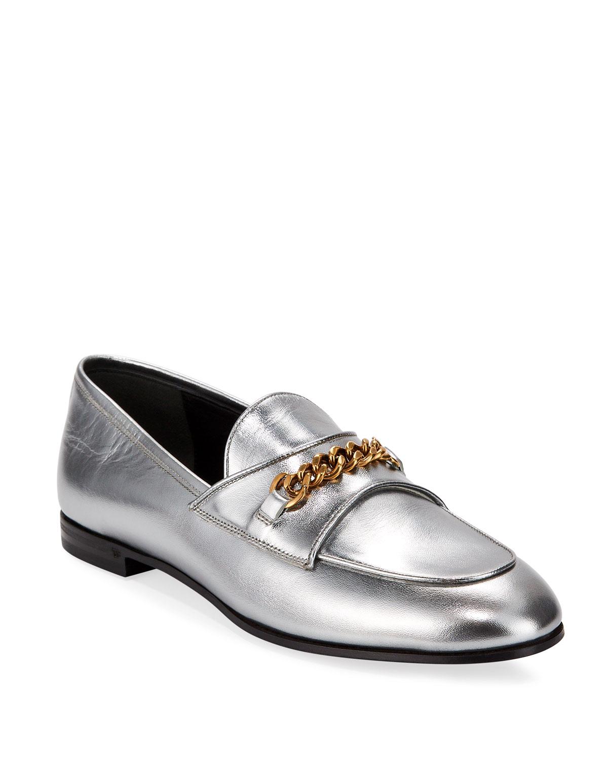 Tom Ford Laminated Chain Loafers in Metallic | Lyst