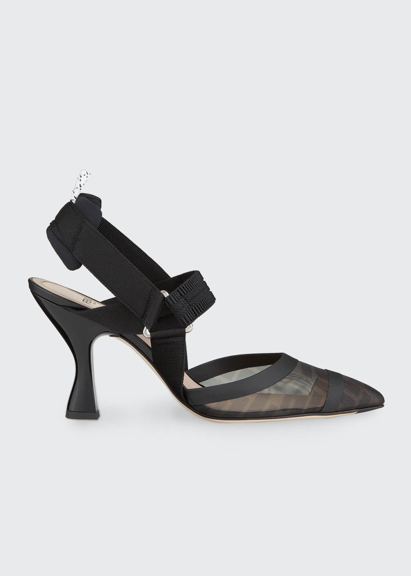 mesh slingback pumps