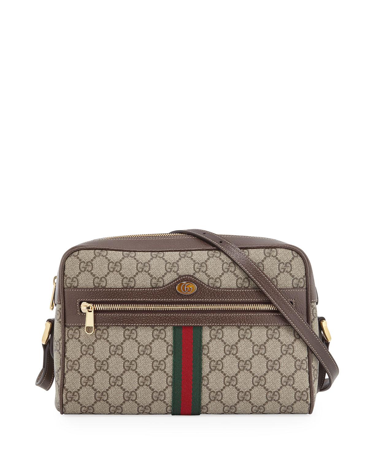 Gucci Ophidia Medium GG Supreme Camera Crossbody Bag in Natural - Lyst