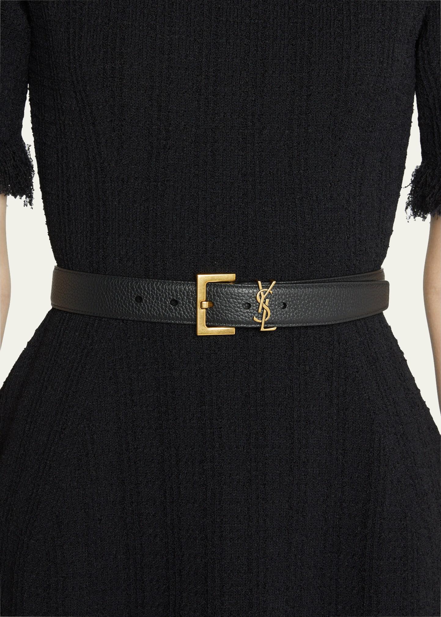 Saint Laurent YSL Monogram Leather Belt - Bergdorf Goodman