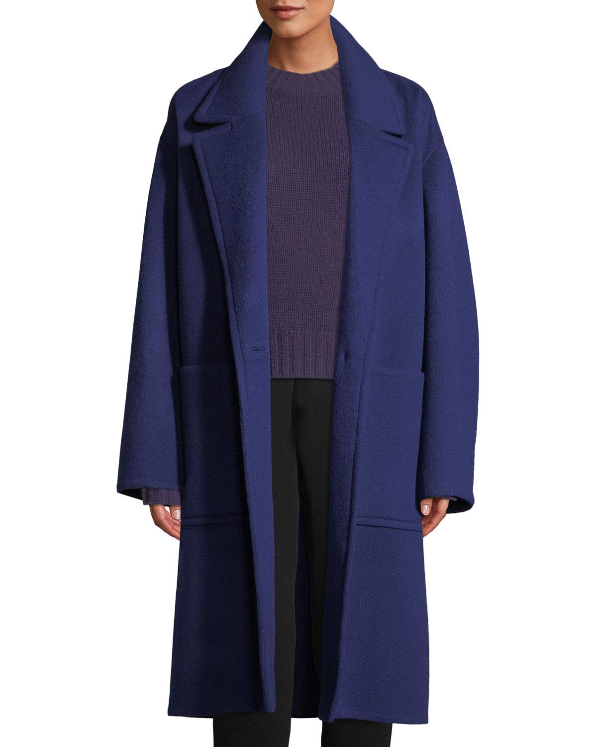 Vince Patch Pocket Wool Car Coat in Blue Lyst