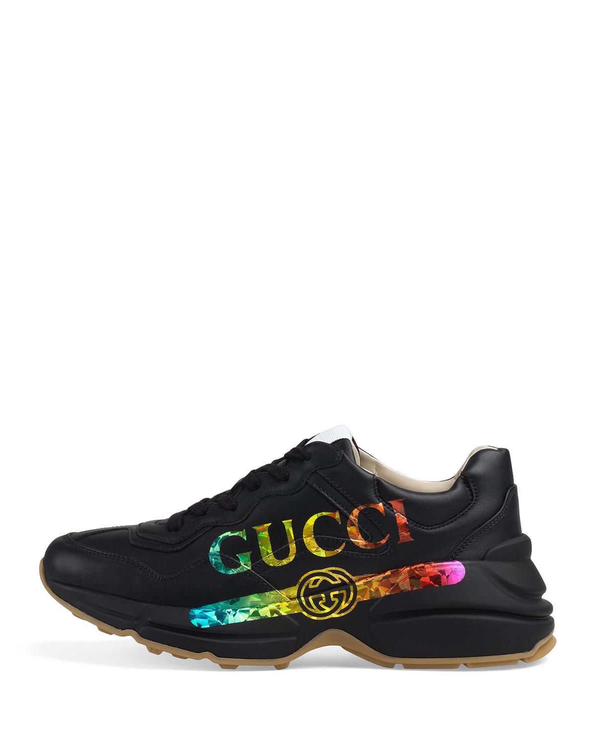 Gucci Rubber Rainbow Chunky Sneakers in Nero (Black) - Lyst