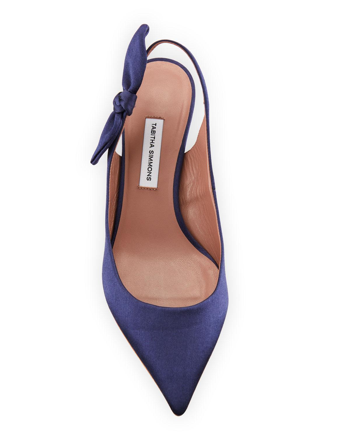 Tabitha Simmons Rise Satin Slingback Pump With Bow in Blue 
