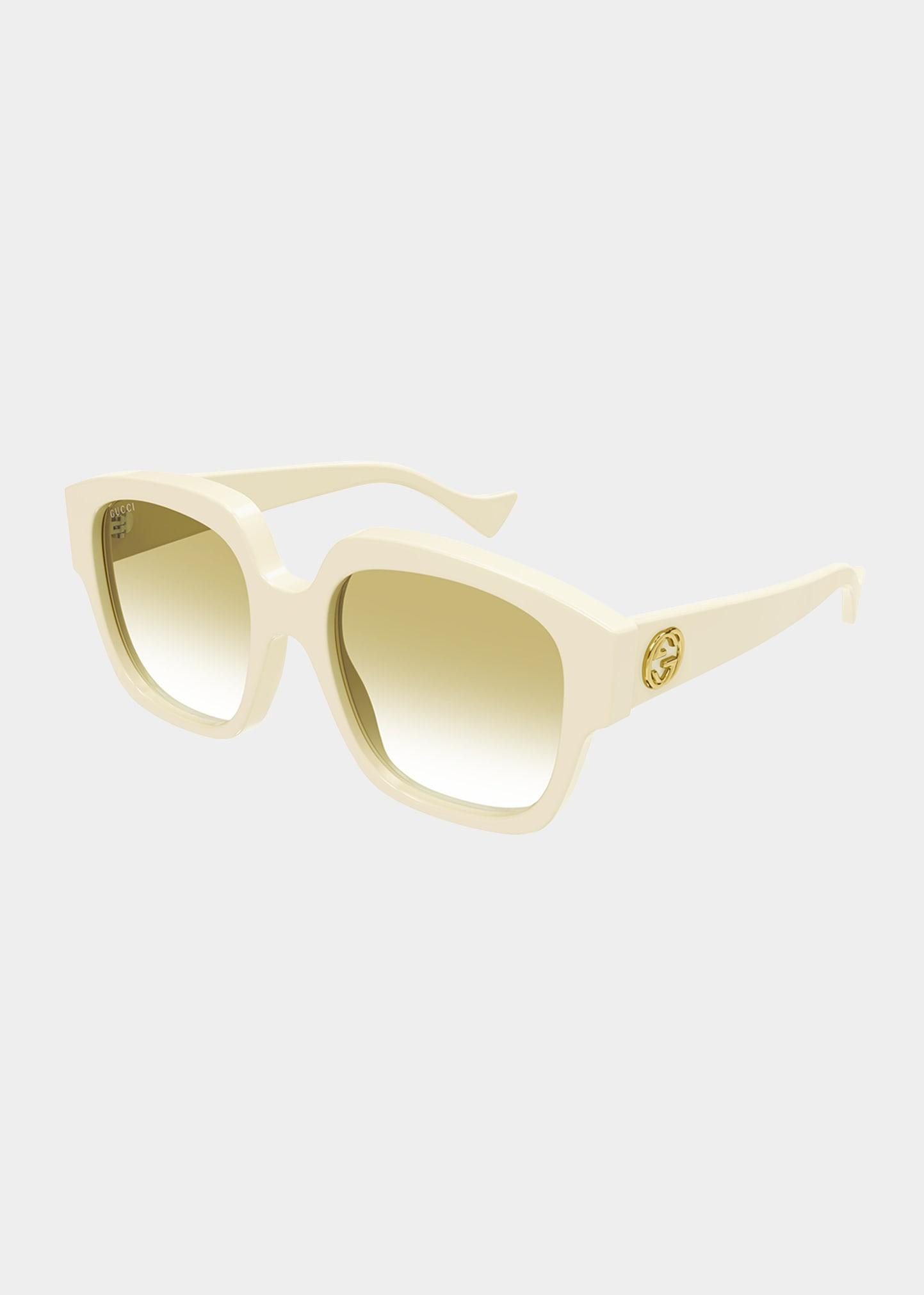 Gucci Gradient Gg Rectangle Acetate Sunglasses In White Lyst 