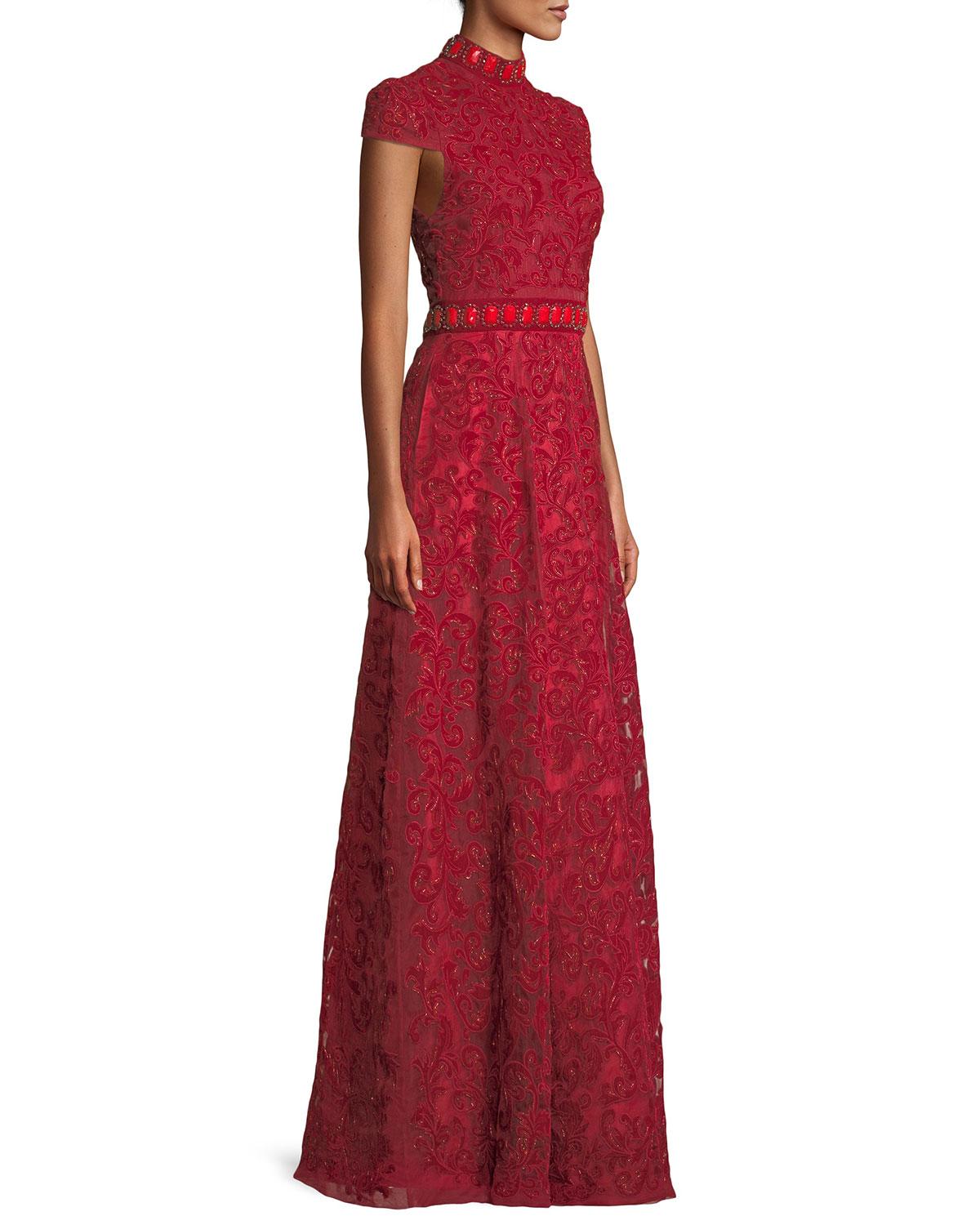 alice and olivia red gown