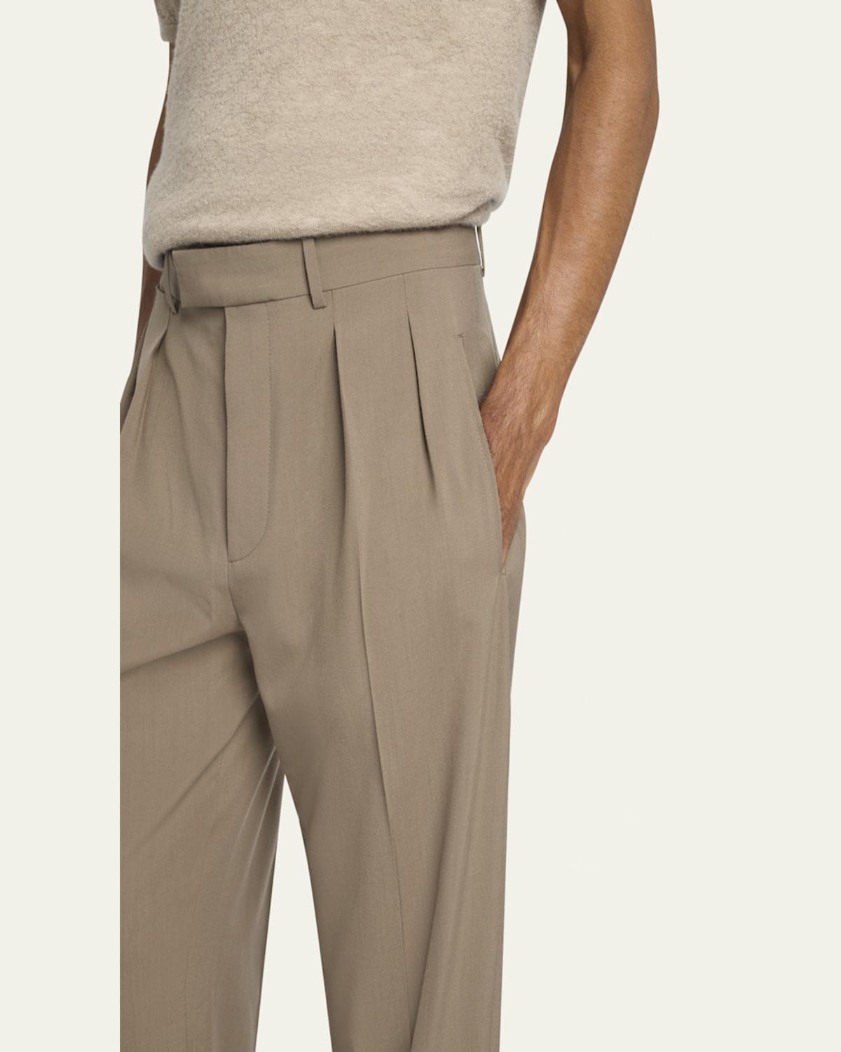 The Row Mikeno Pleated Wool Pants in Natural for Men | Lyst