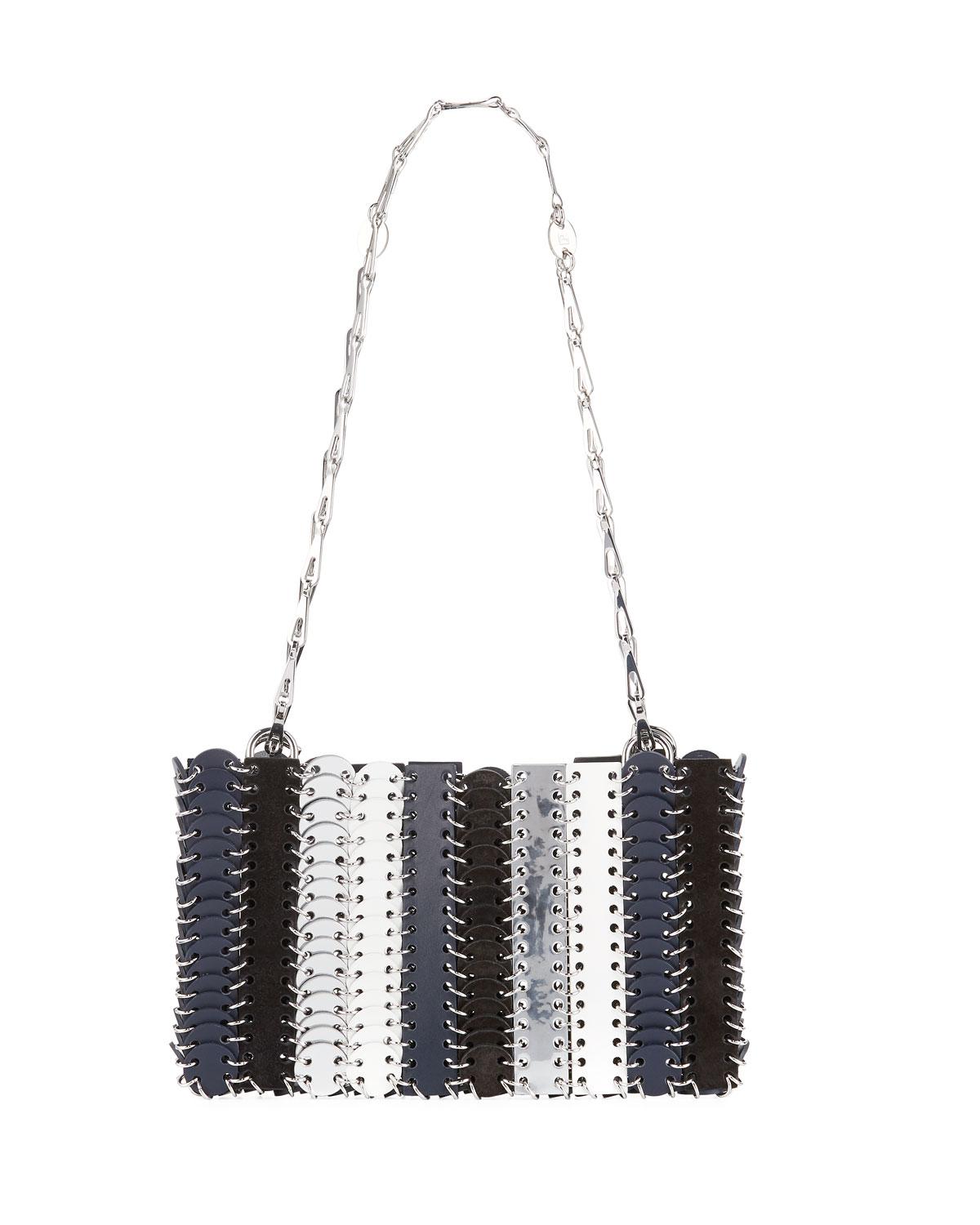 Paco Rabanne Leather Iconic Iconic Chain Shoulder Bag in Blue - Lyst