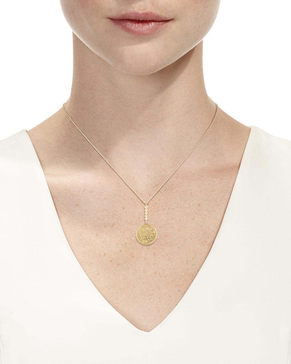Lyst Jennifer Zeuner Greta Leo Pendant Necklace In Metallic