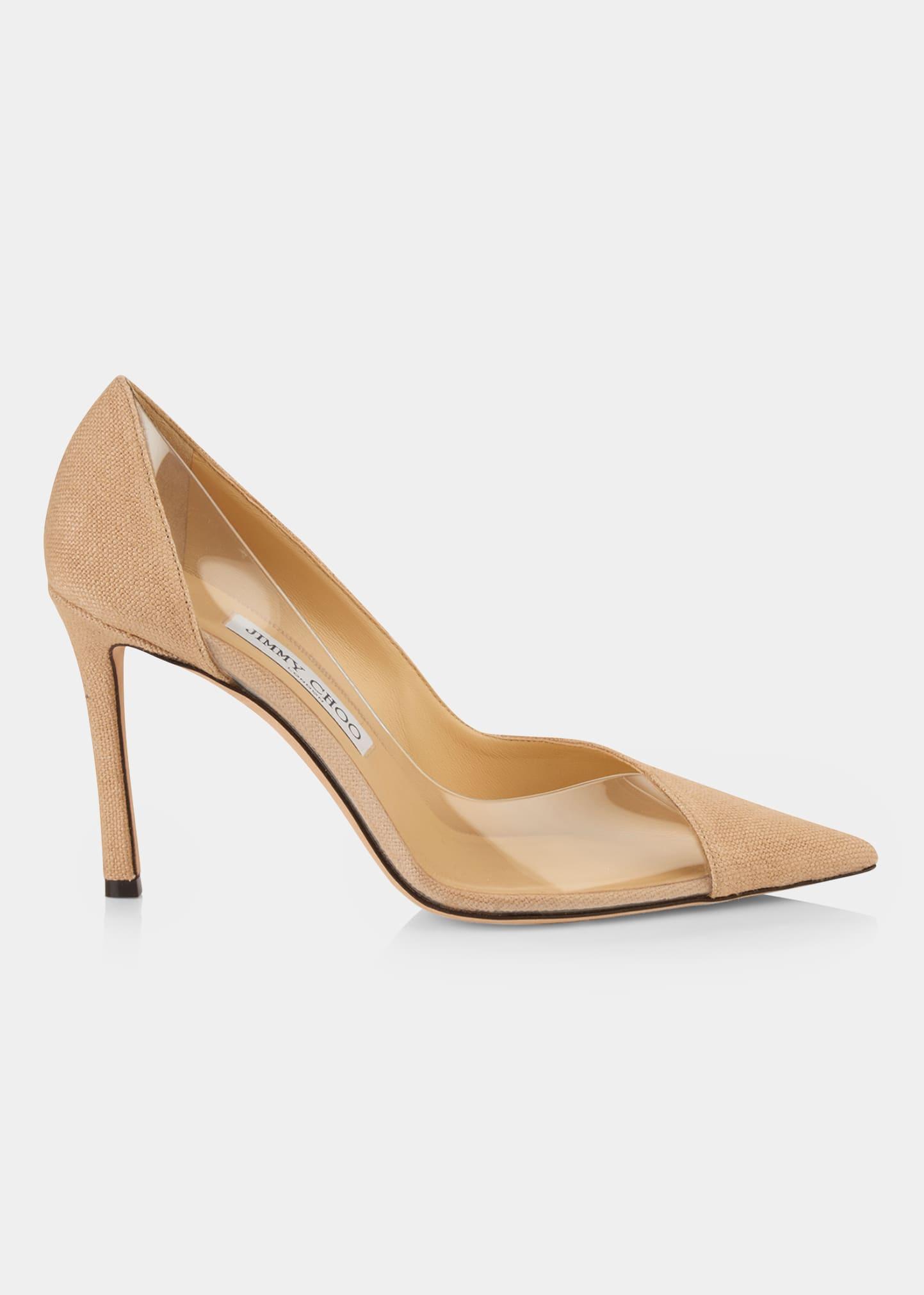 Jimmy Choo Cass Clear Linen Stiletto Pumps in White Lyst