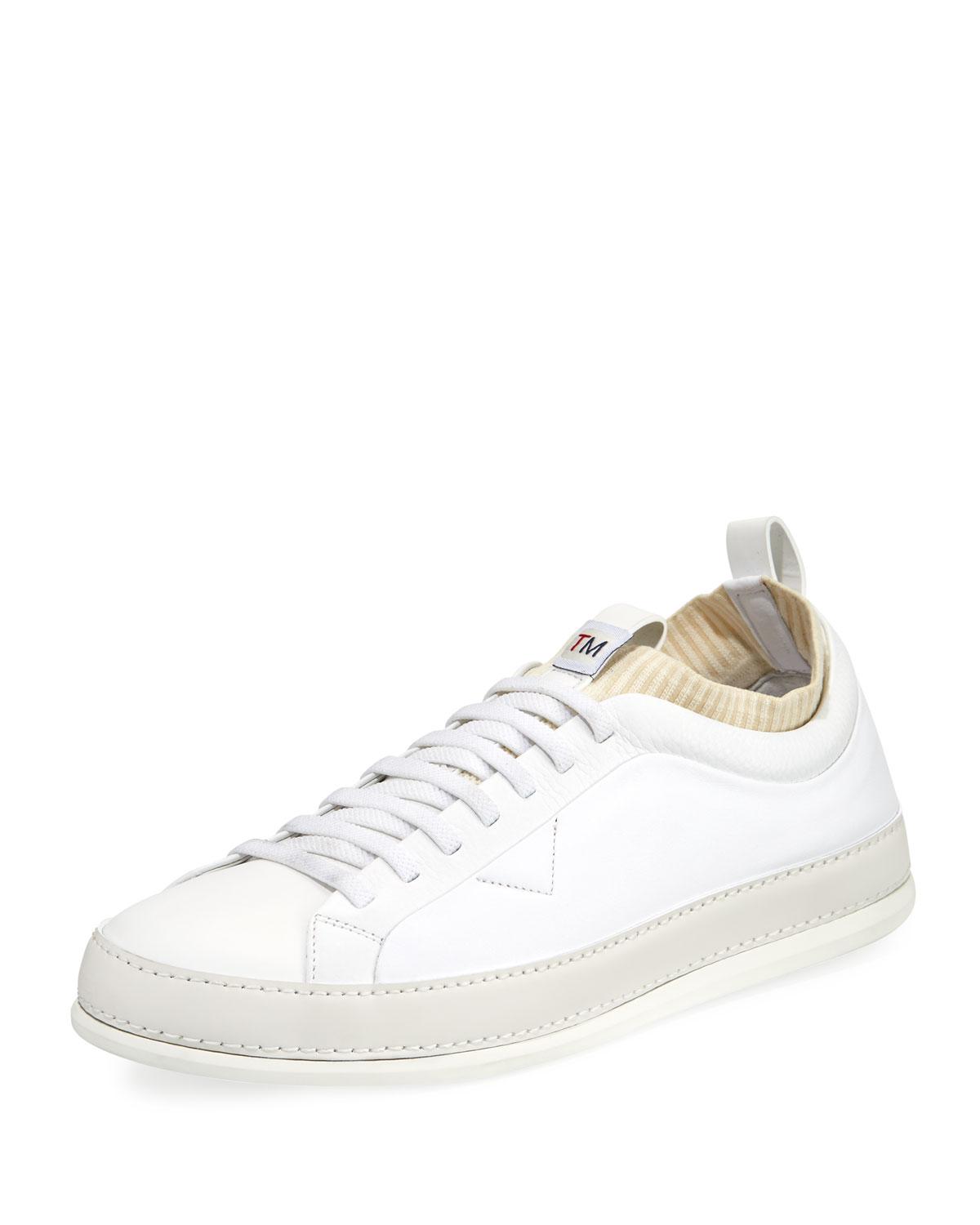 Ermenegildo Zegna Men's Imperia Low-top Leather Sneakers in White for ...