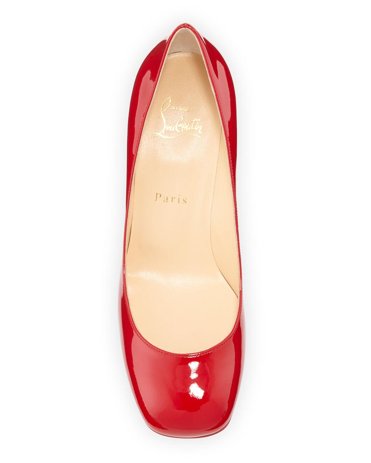 Christian Louboutin Leather Cadrilla Patent Block-heel Red Sole Pump - Lyst