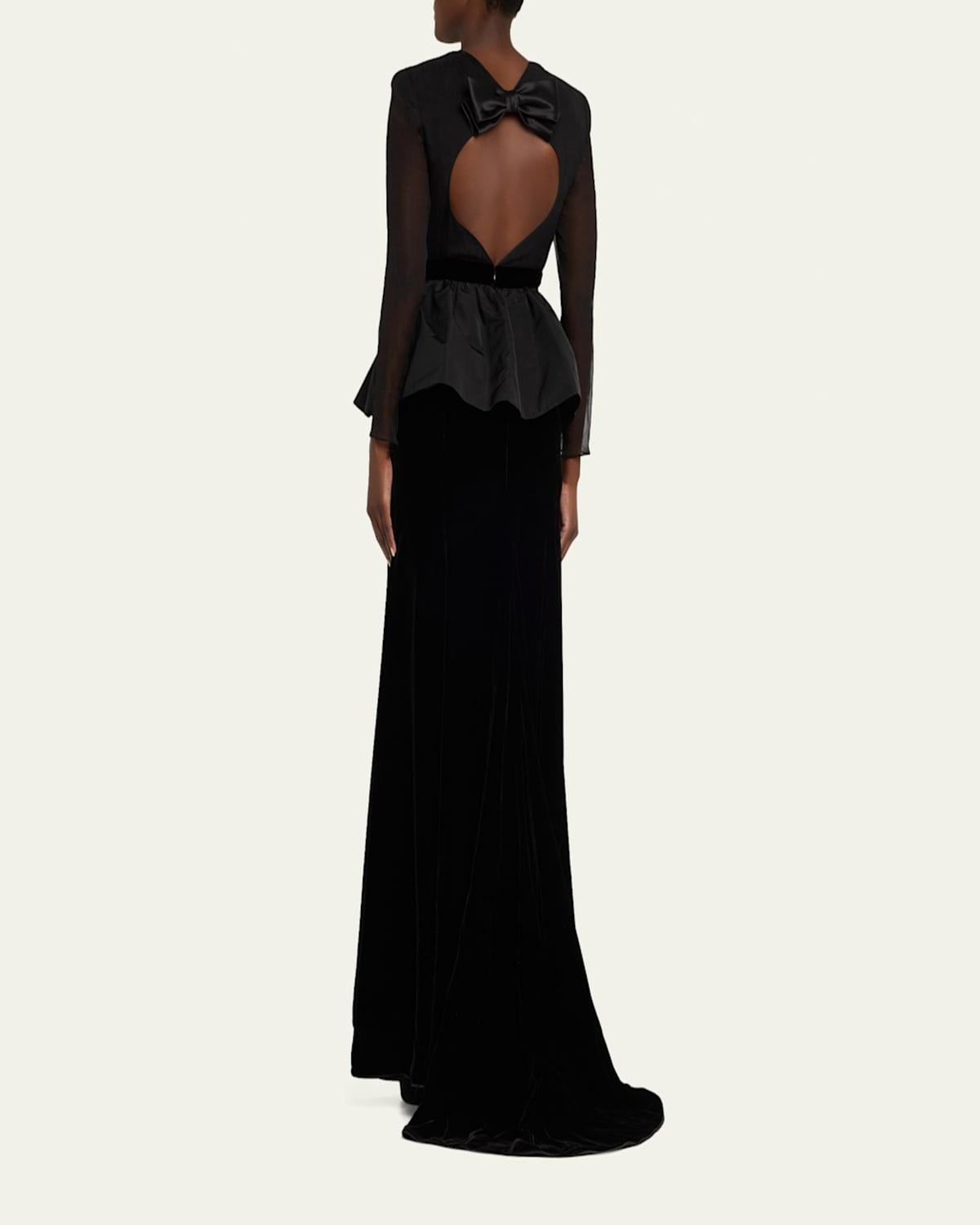 strapless open back dress Evening Peplum Belted Dress Blue main image 1