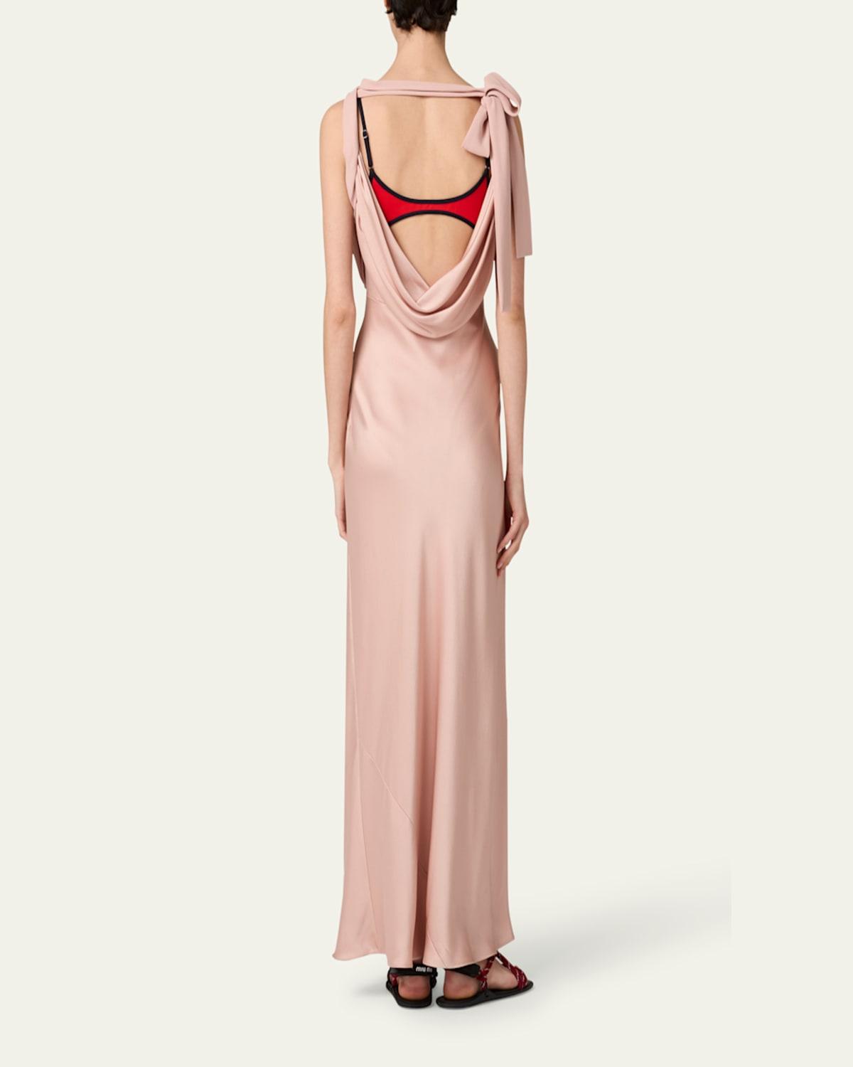ワンピース MiuMiu LONG DRESS (MF5236SOOOD92 F0002) Black Long Satin Dress | Miu Miu