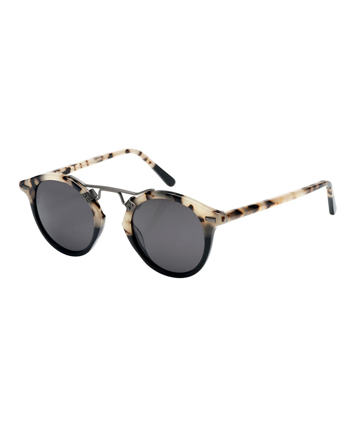 Krewe St. Louis Polarized Two-tone Round Sunglasses in Oyster/Black (Black) - Lyst