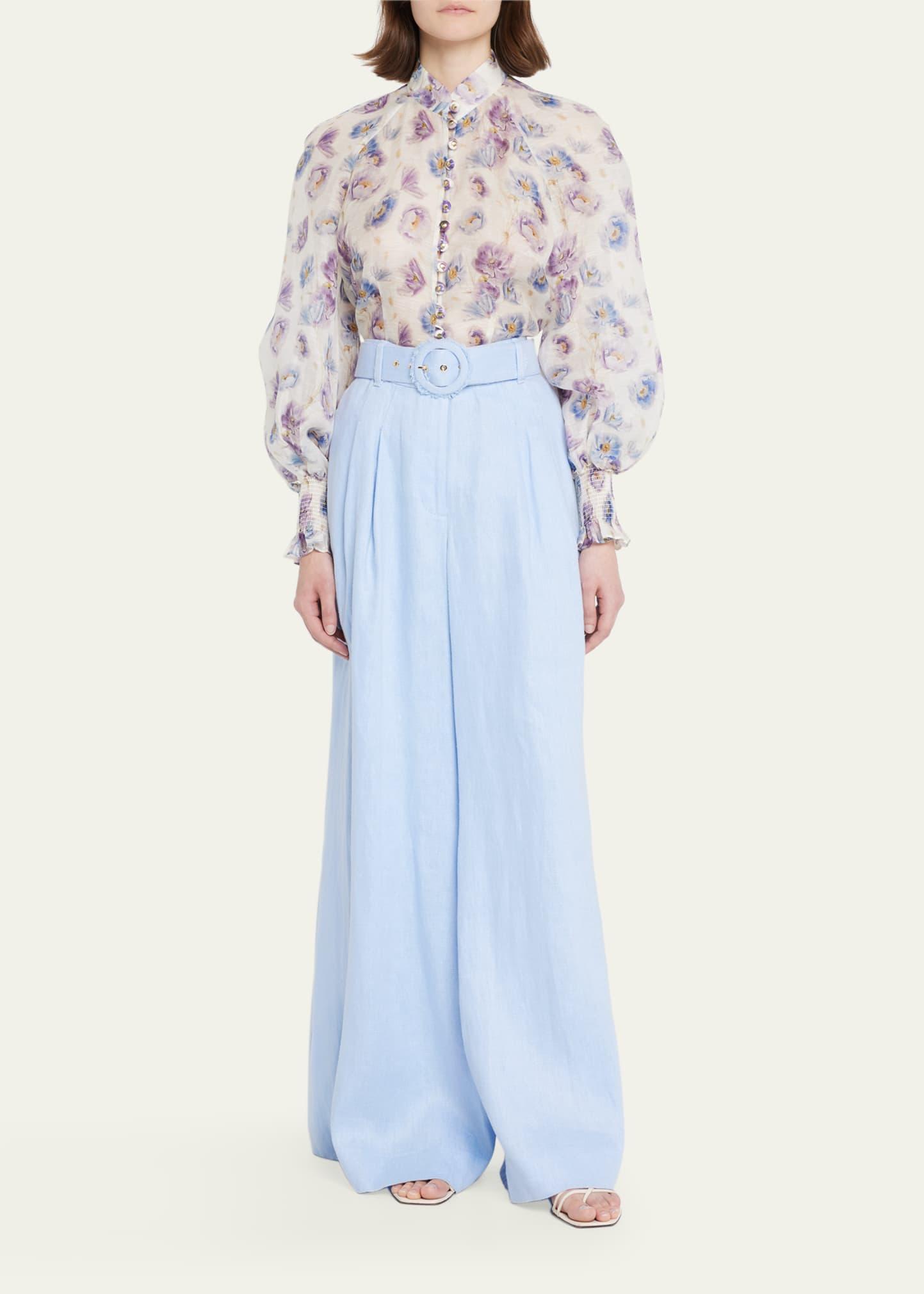 Zimmermann Tama Floral Blouse in Blue | Lyst