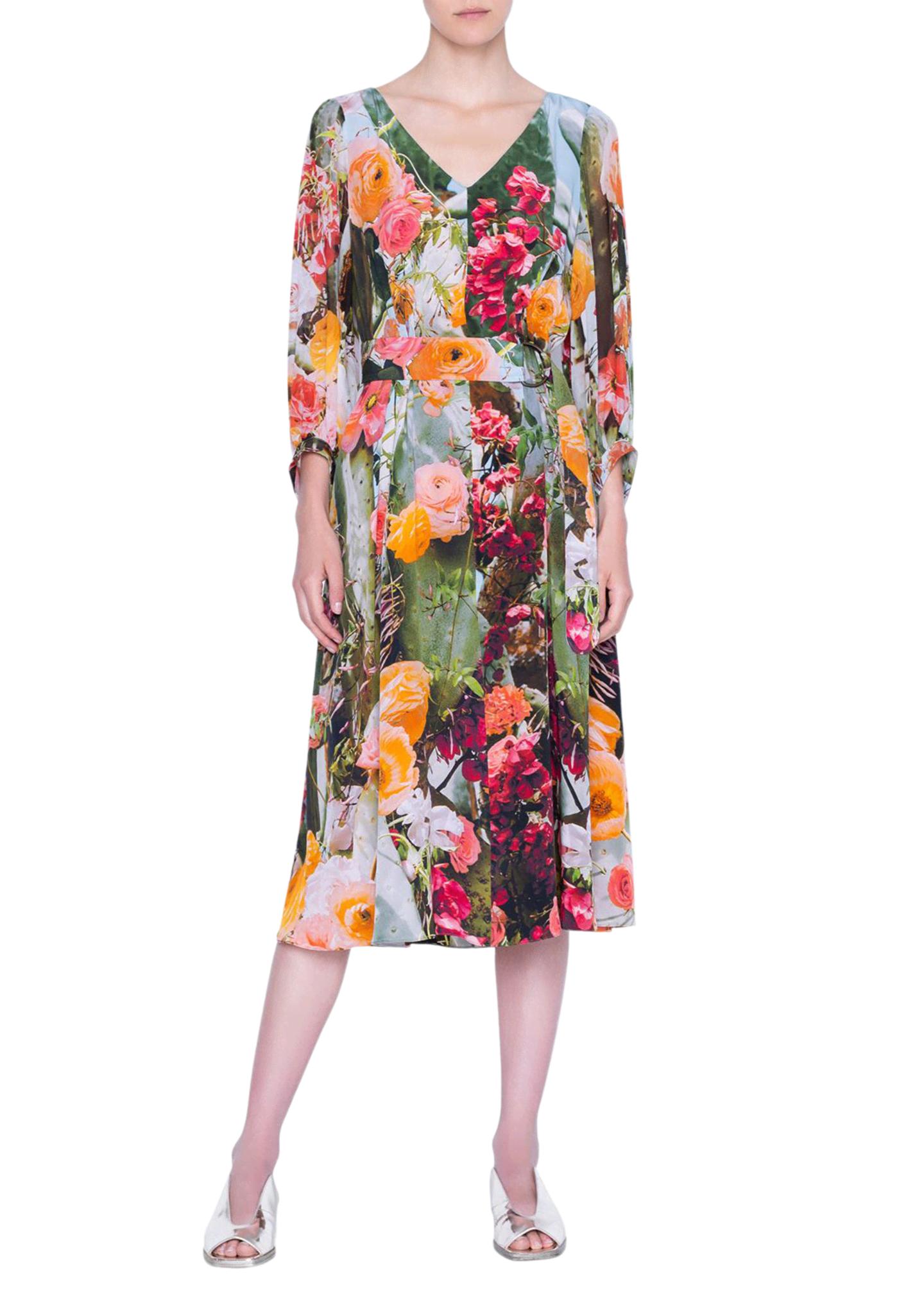 Akris Punto Cactus Silk Crepe Midi Dress - Lyst