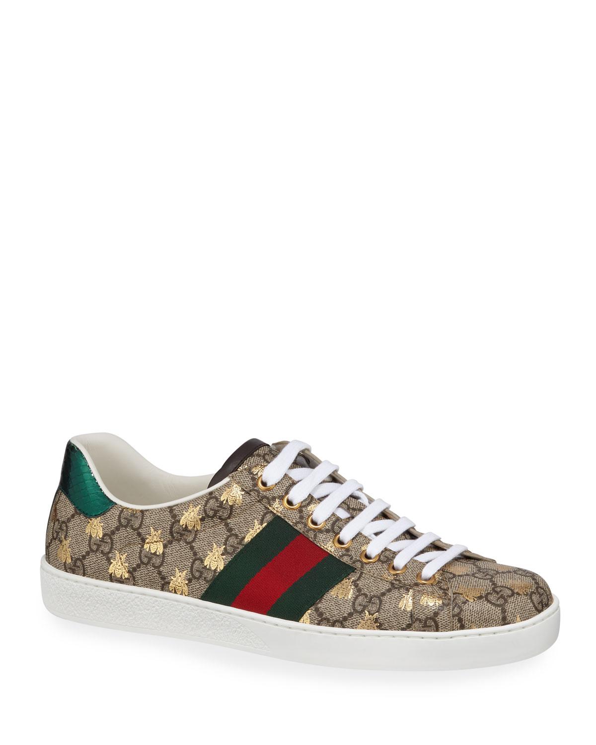 Gucci Men&#39;s Ace GG Supreme Bee Sneakers for Men - Lyst