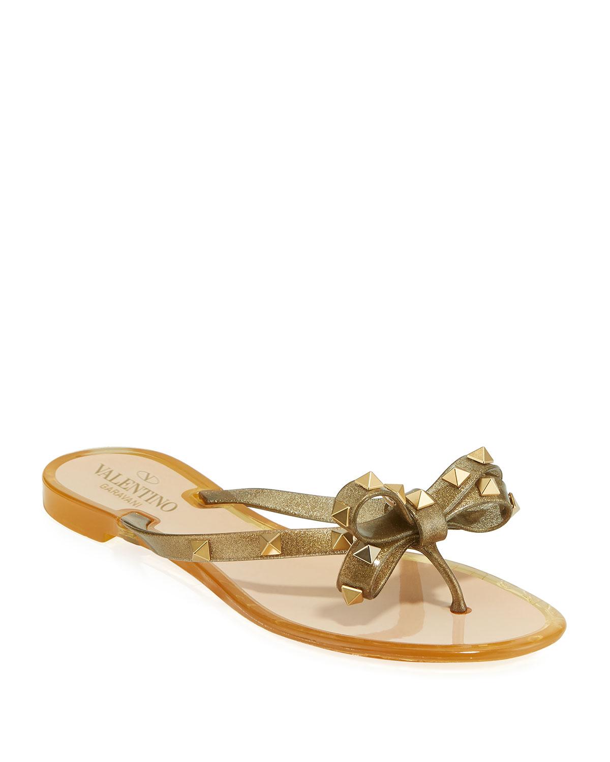 valentino rockstud bow jelly sandals