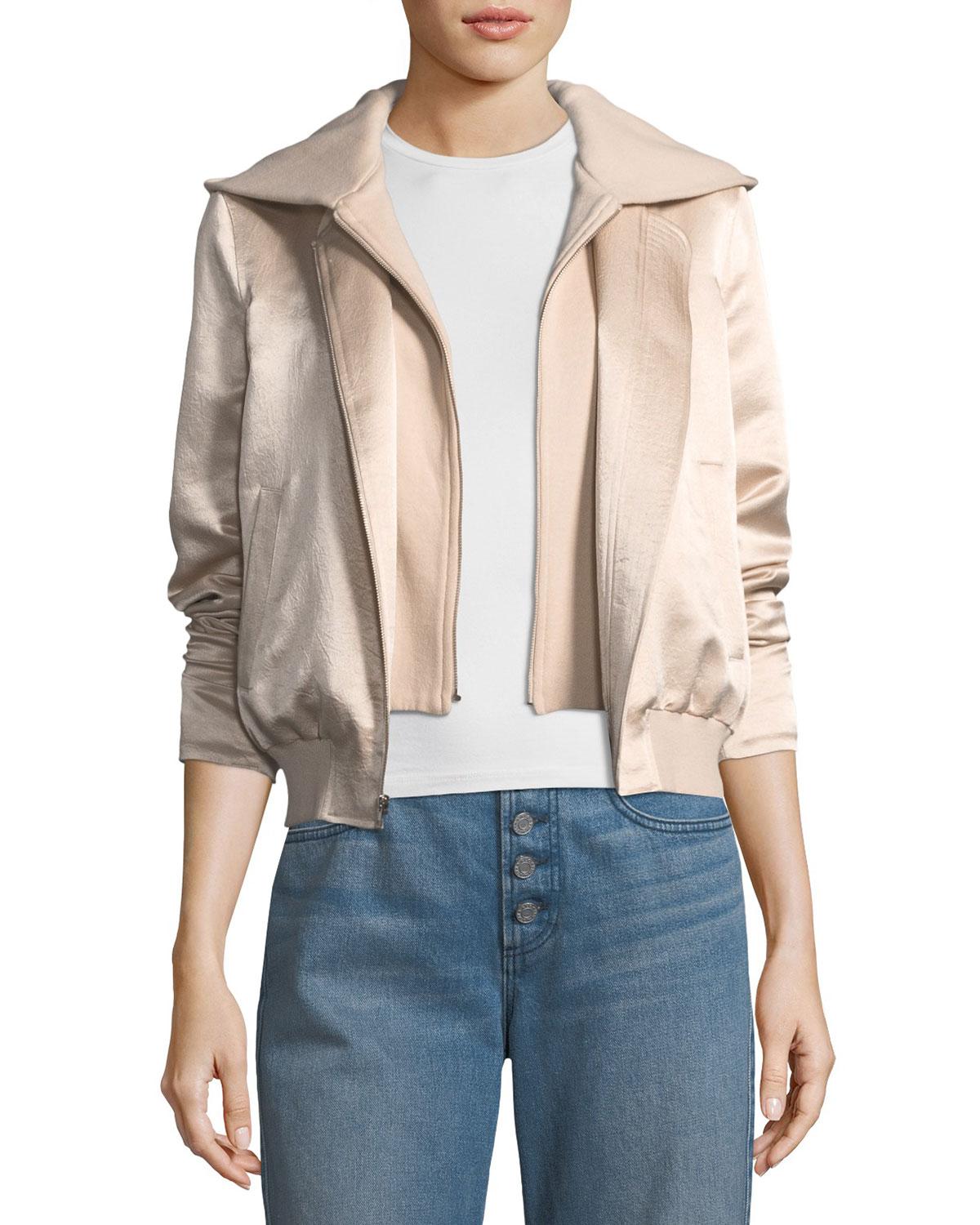 A L C Pink Edison Mixed Zip Front Hooded Er Jacket