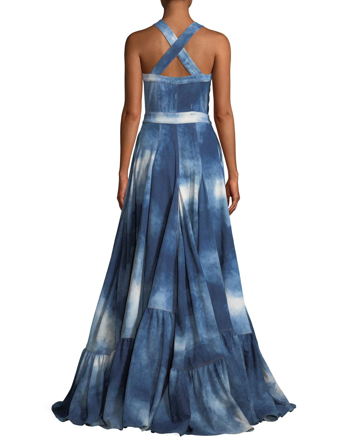 denim evening gown
