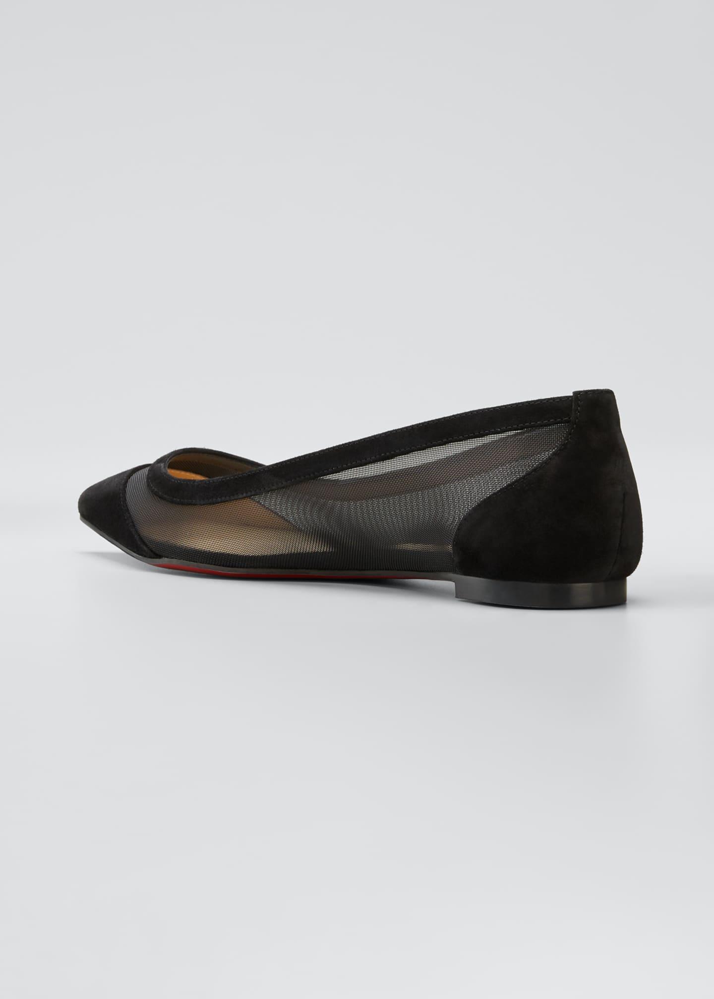 christian louboutin galativi mesh pointed red sole flats