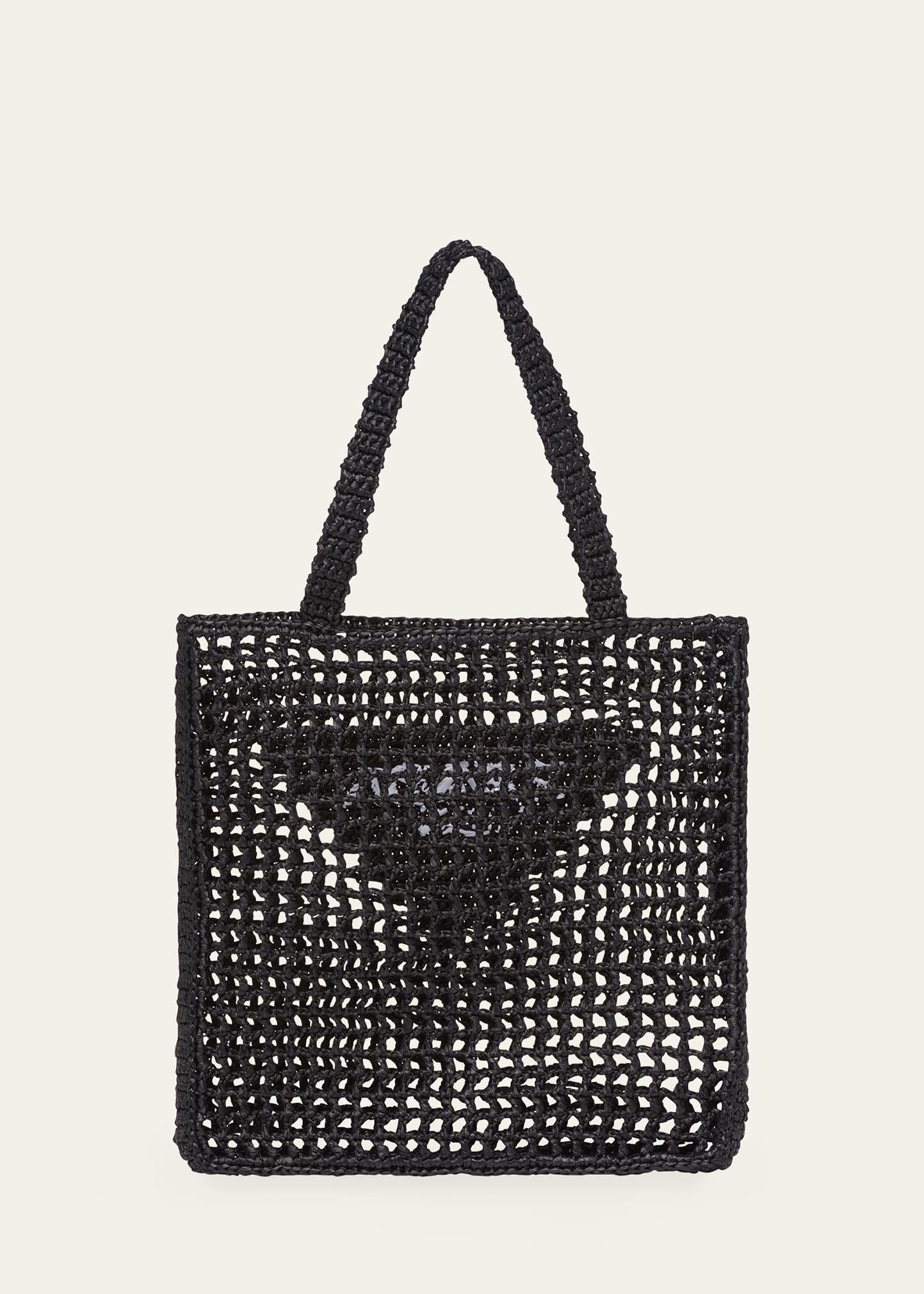 Prada Raffia Tote Bag in Black | Lyst