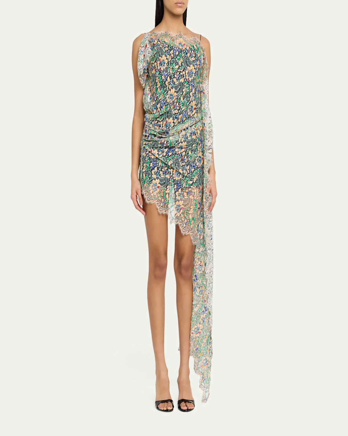 Christopher Esber Draped Hand-Painted Lace Dress in Green | Lyst Christopher Esber Draped Hand-Painted Lace Dress in Green | Lyst