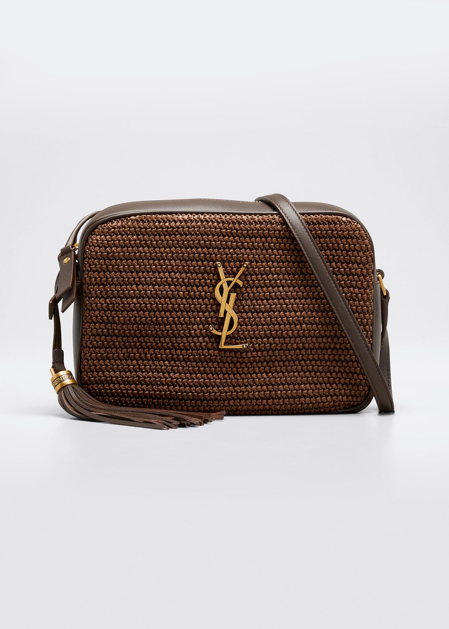 Saint Laurent Lou Medium Ysl Monogram Raffia Camera Bag in Brown Lyst
