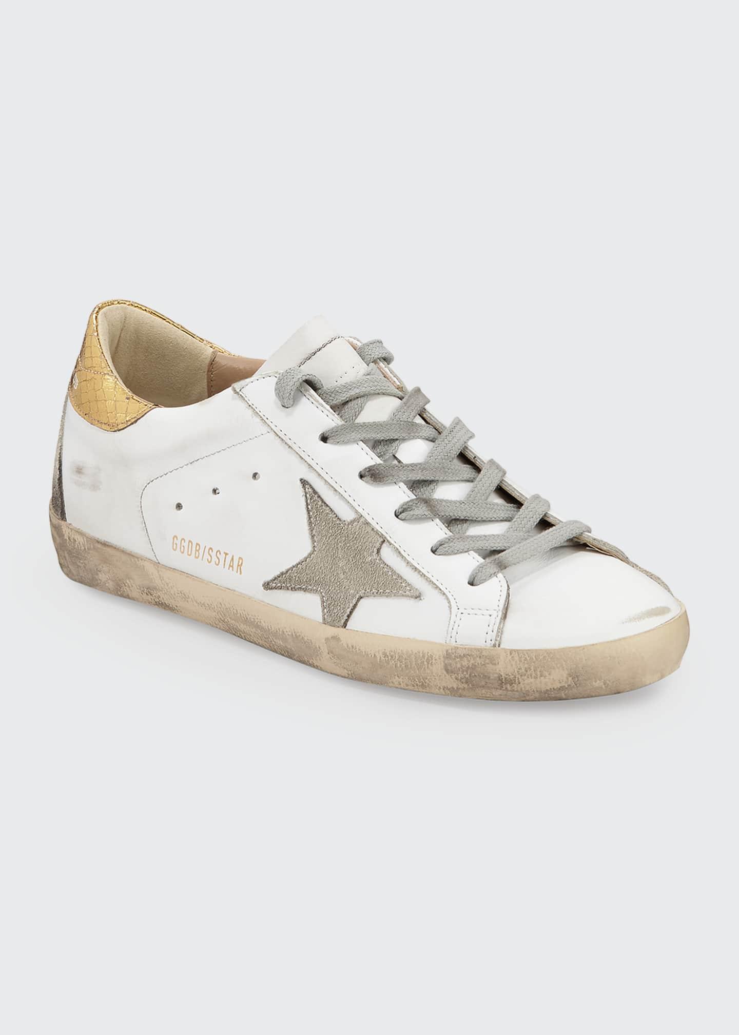 Golden Goose Superstar Leather Sneakers With Metallic Back Sale 