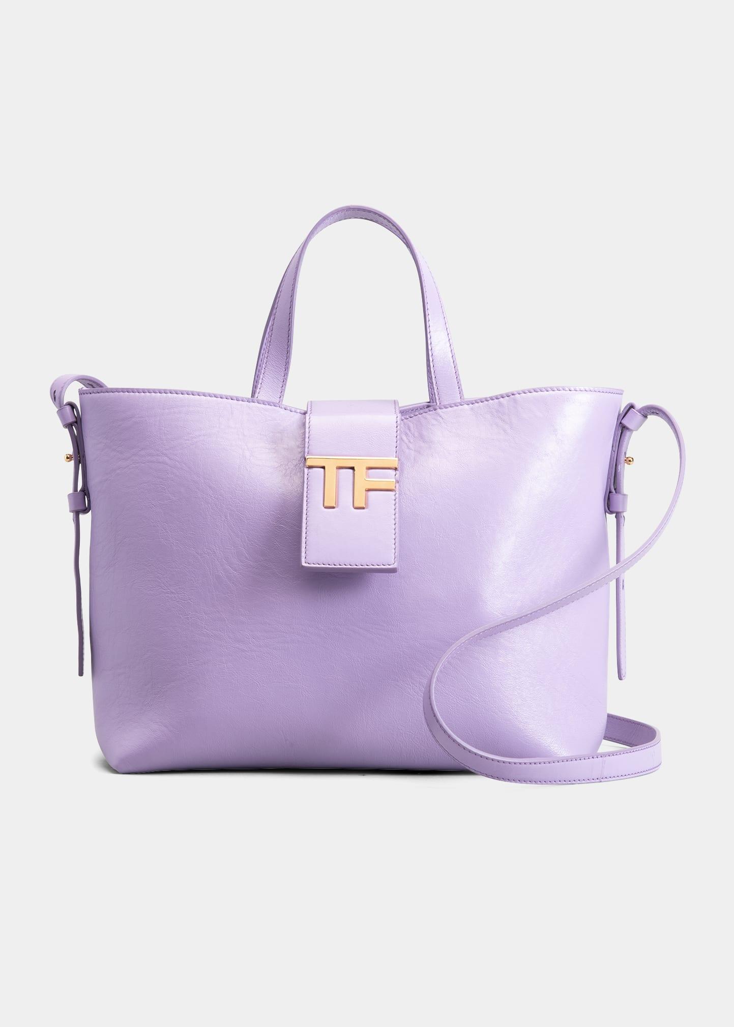 Tom Ford Mini Tf Shiny Leather East-west Tote Bag in Purple | Lyst