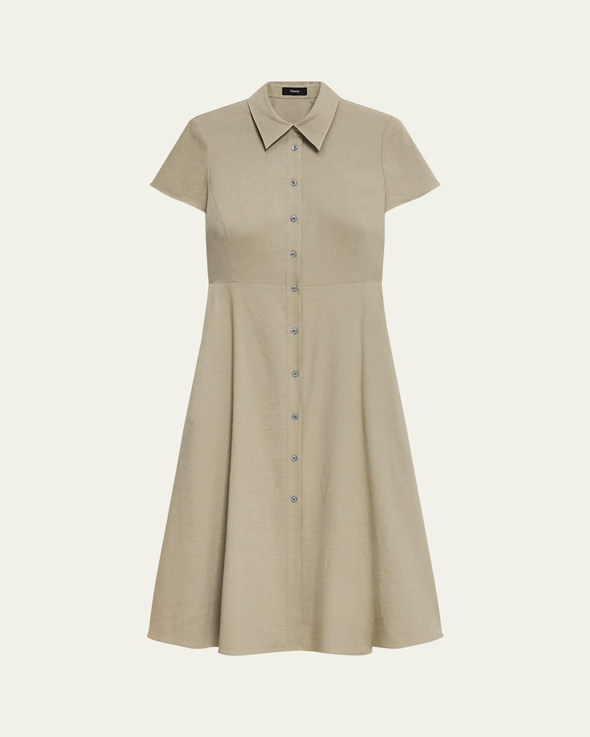 slim fit dress slacks Stretch Cotton Eyelet Lillian Midi Shirt Dress Navy main image 1