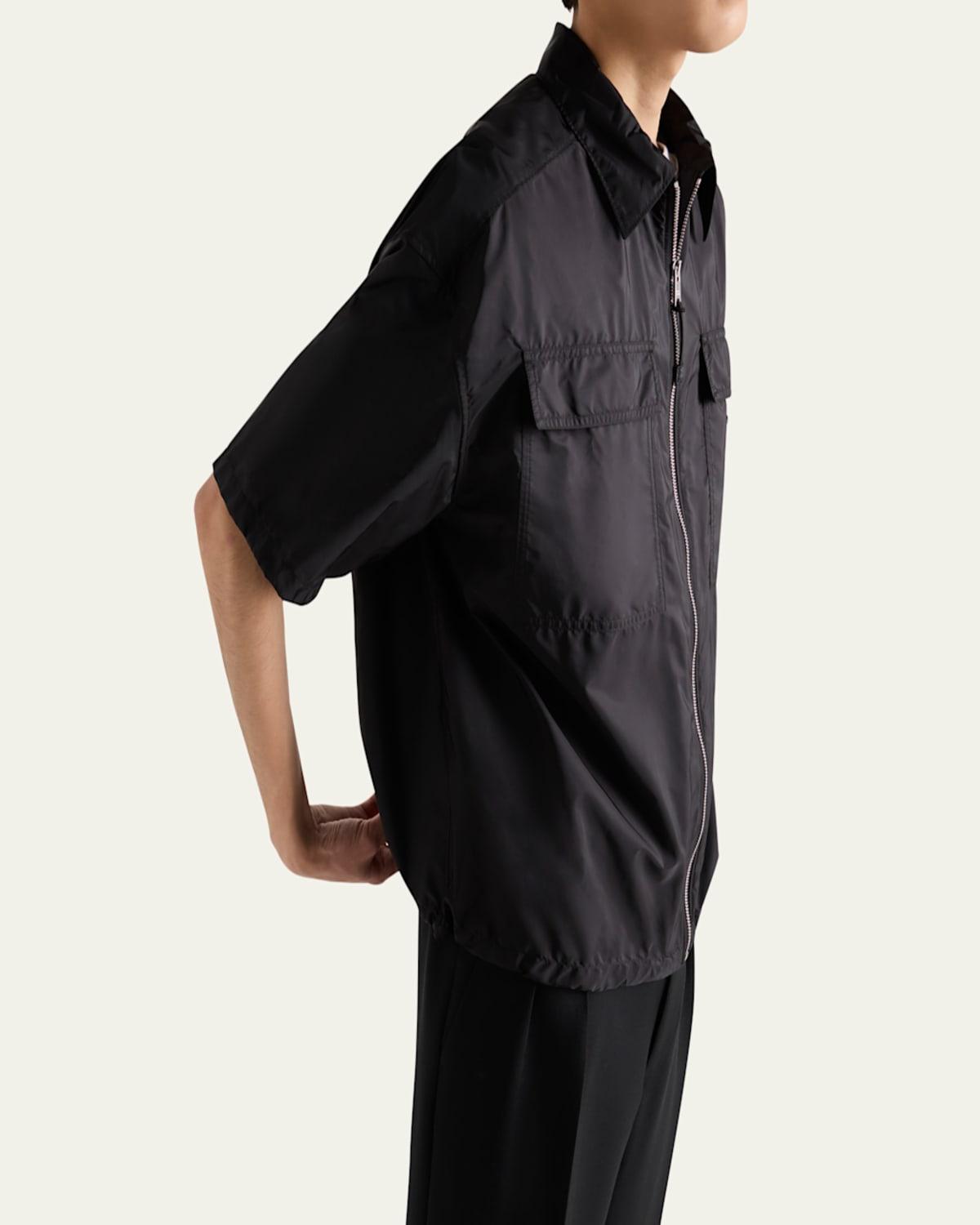 Prada Re-Nylon Zip-Up Shirt in Black for Men | Lyst