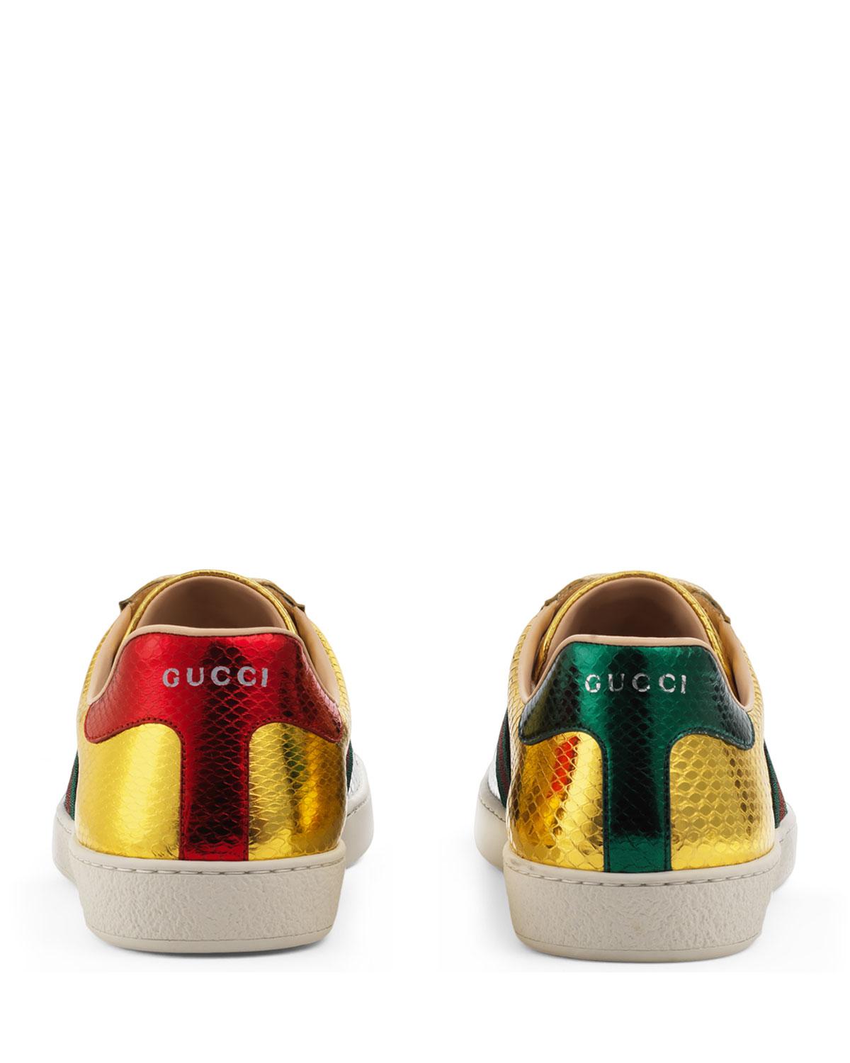 gucci ace metallic snakeskin sneakers