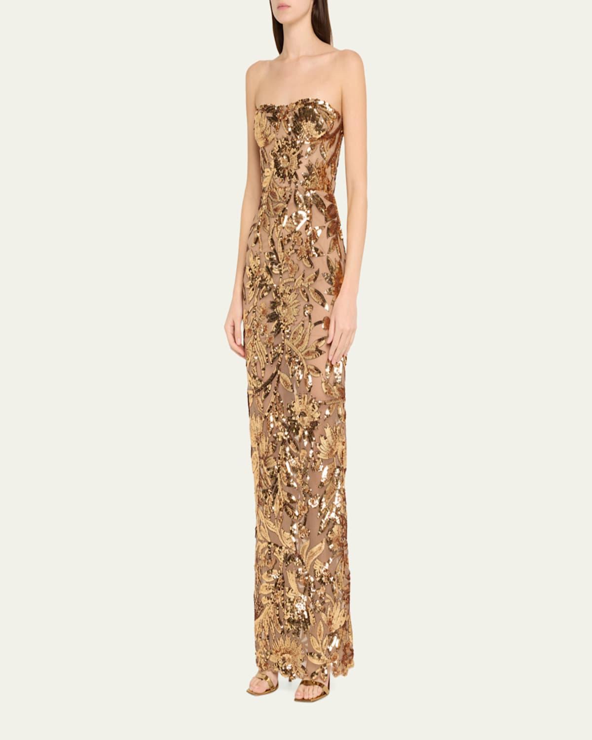 slim fit dress slacks Bronx and Banco - Camila Rhinestone Cutout Maxi Dress main image 0
