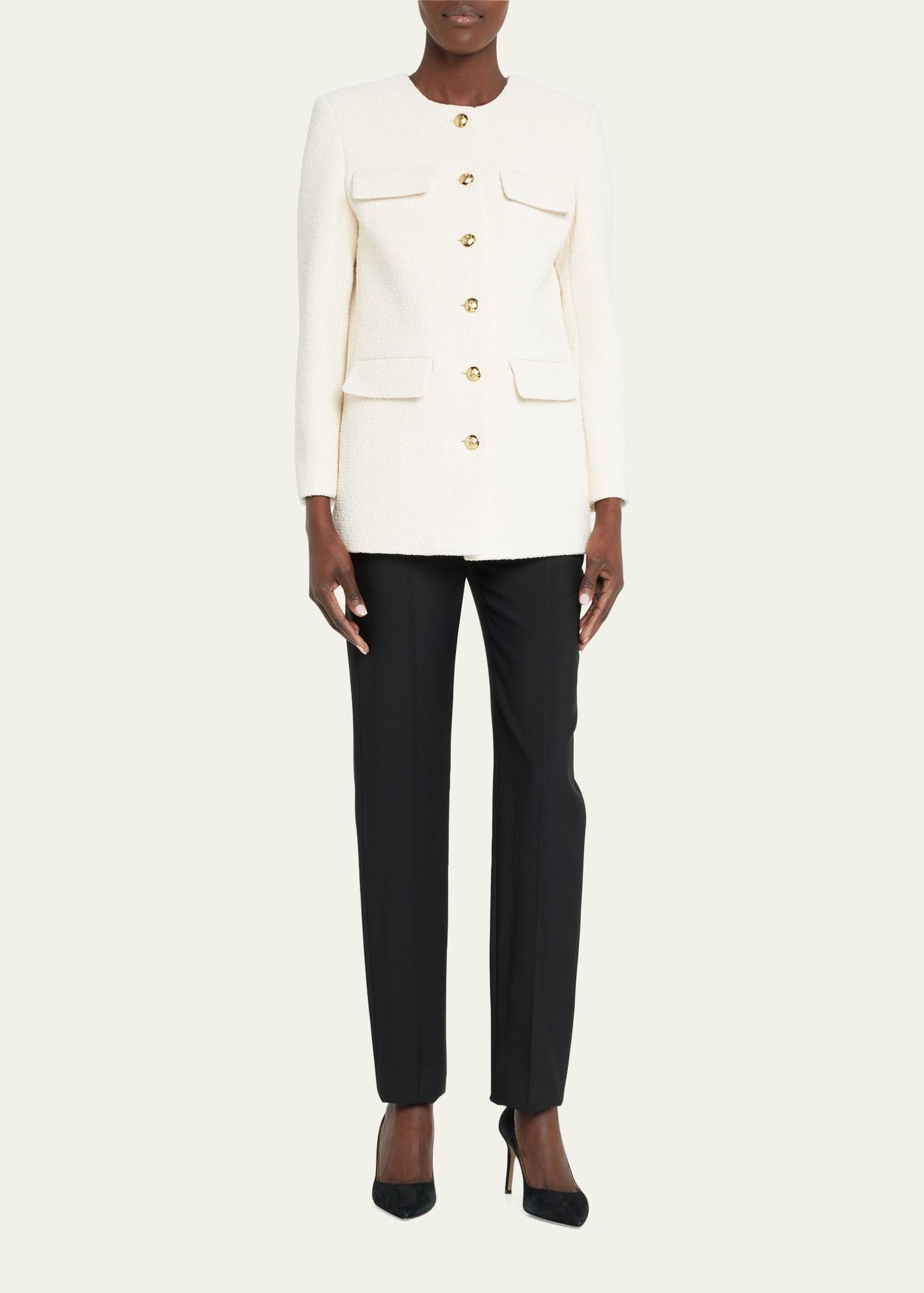 Nili Lotan Gabrielle Collarless Tweed Jacket in White | Lyst