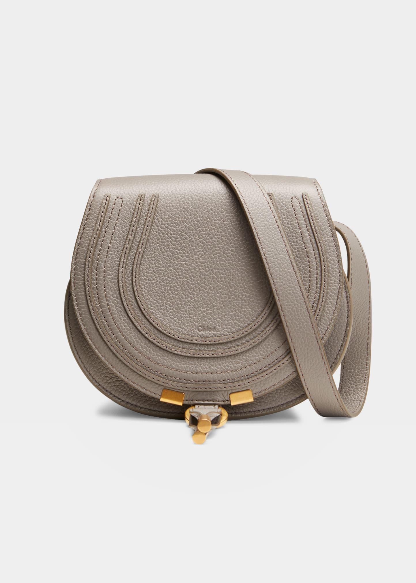 Chloé Marcie Small Whipstitch Saddle Crossbody Bag in Gray Lyst