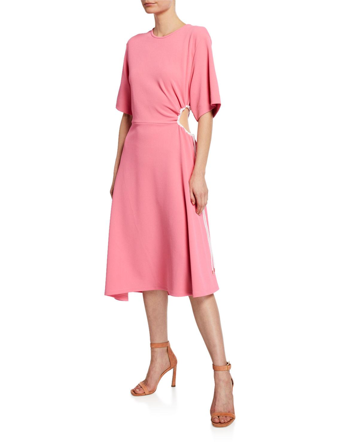 See By Chloé Synthetic Crewneck Elbow-sleeve Side-cutout A-line Dress ...