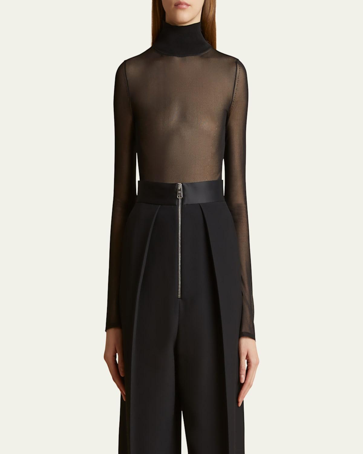 Black mesh turtleneck deals