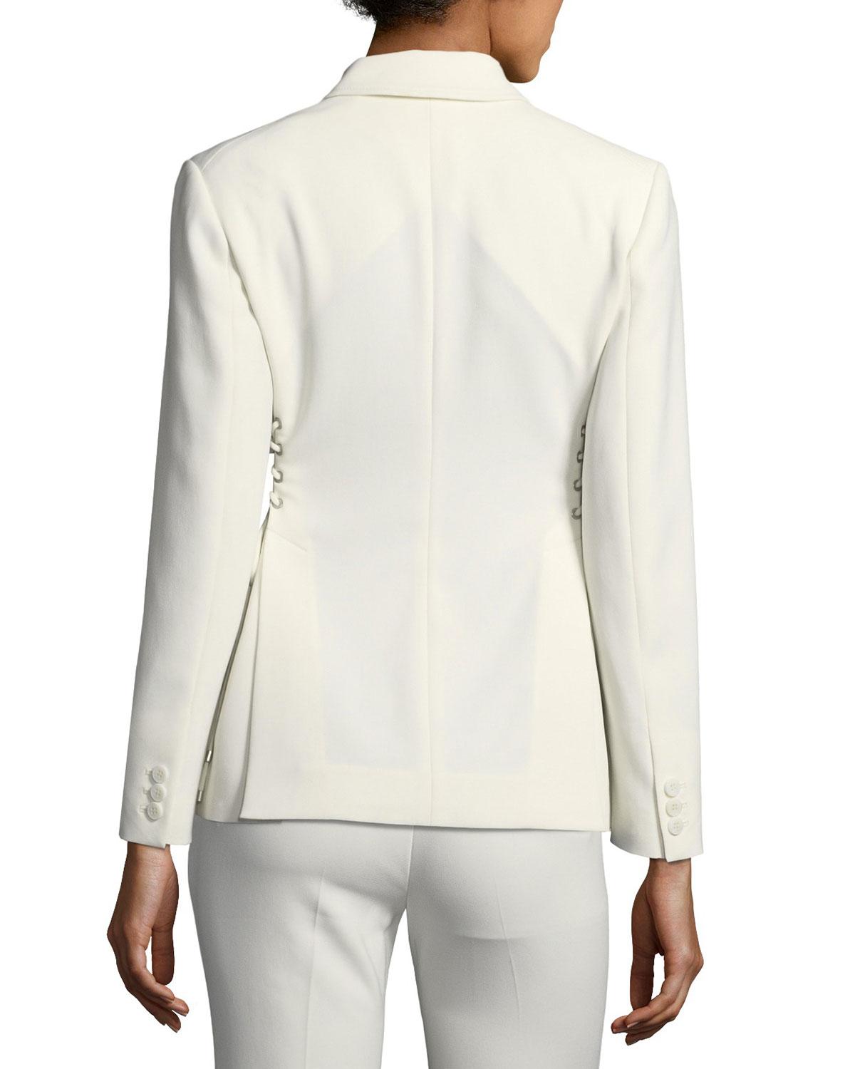 Theory Synthetic Laced Admiral Crepe Jacket in White - Lyst