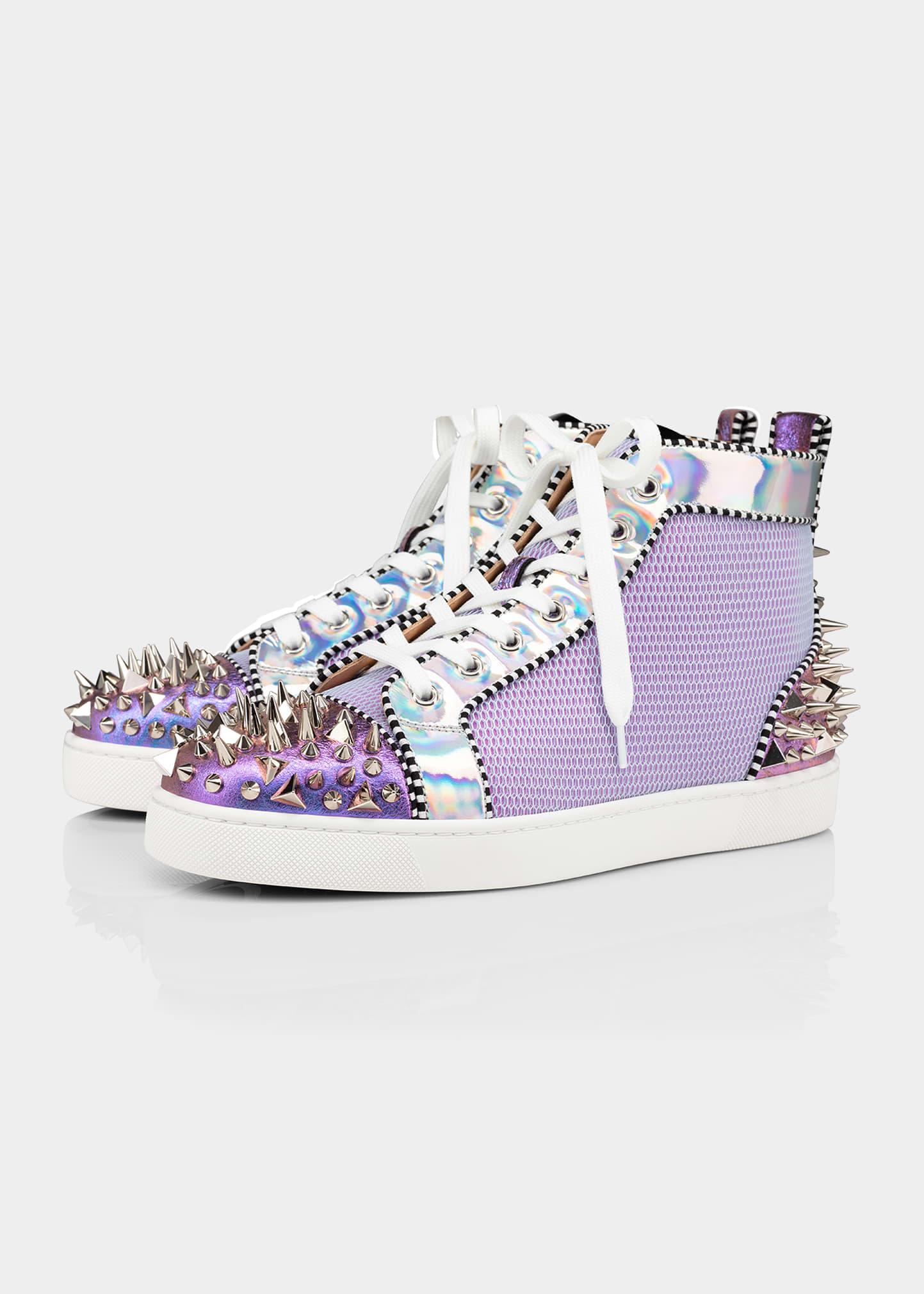 Christian Louboutin Lou Pik Pik 2 Orlato Mesh & Leather Spiked High-top  Sneakers in Purple for Men | Lyst