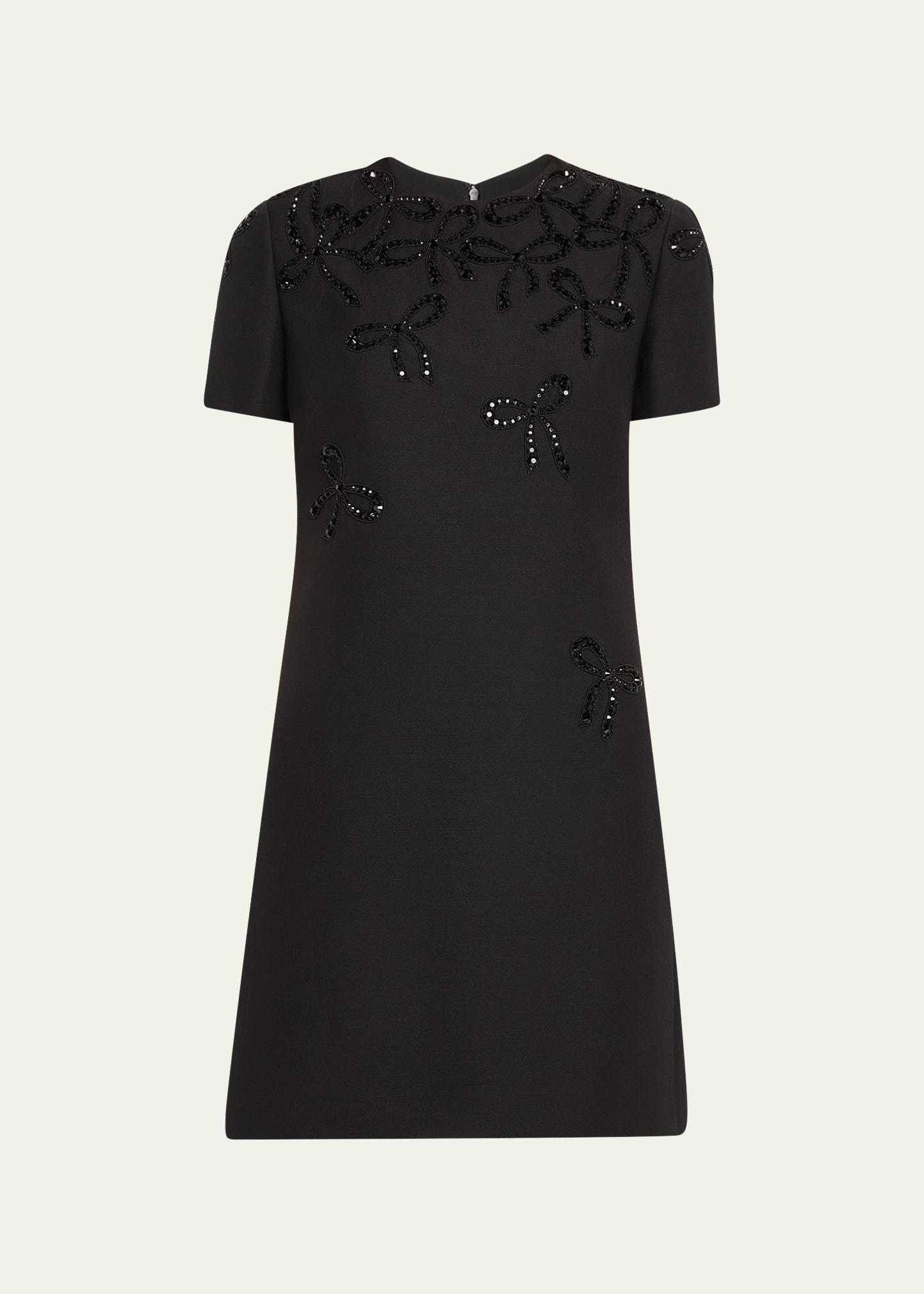 Valentino Garavani bow-embellished knit minidress - Black