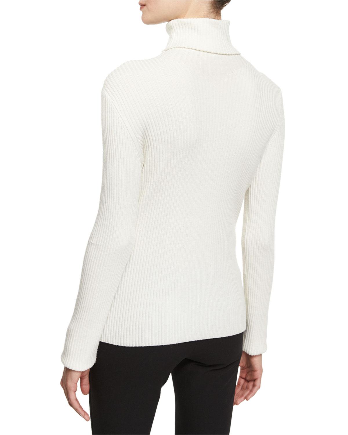 Lyst - 3.1 Phillip Lim Long-sleeve Ribbed Turtleneck Sweater in White