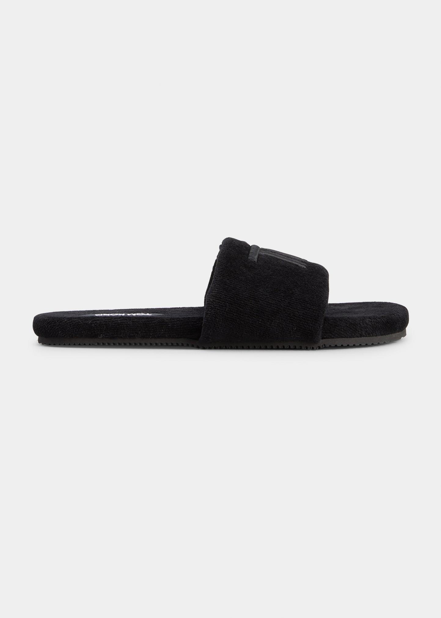 Tom Ford Harrison Terrycloth Sandals in Black for Men | Lyst