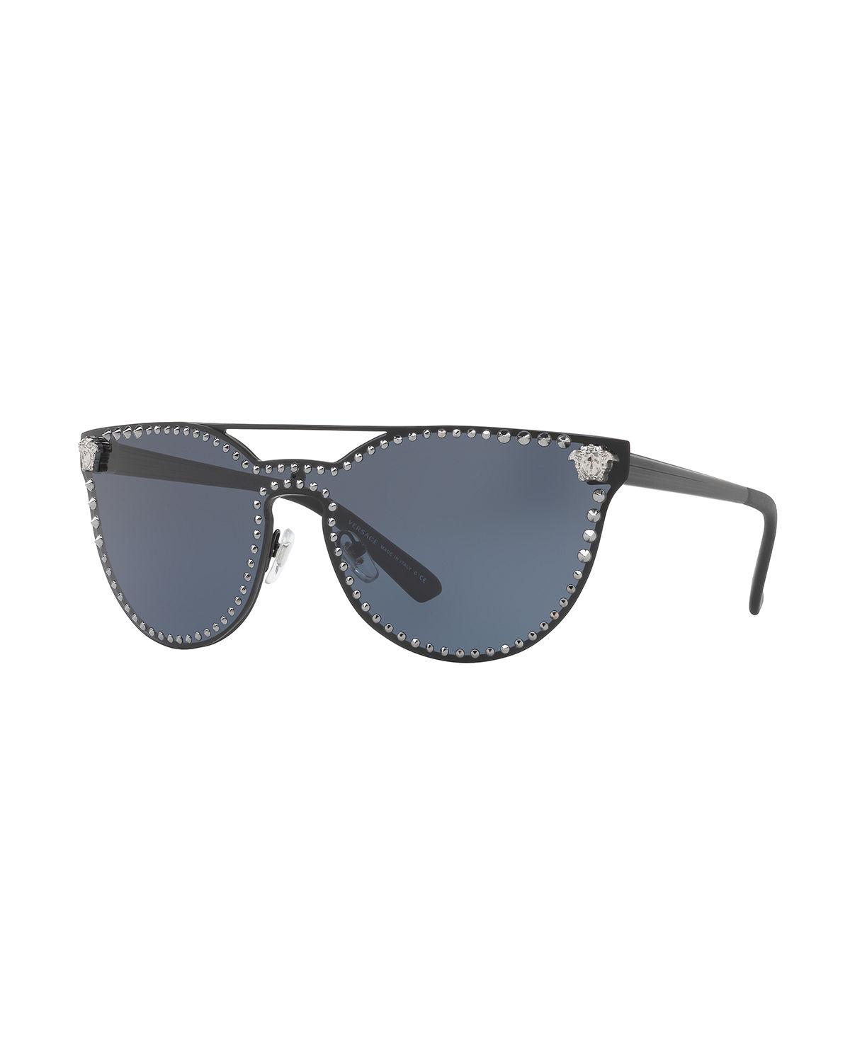 versace black mirror stud sunglasses